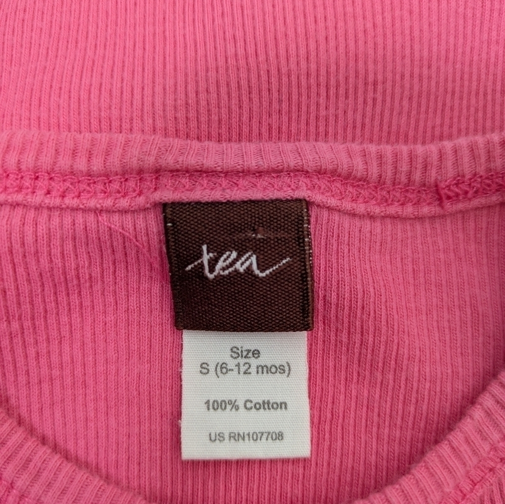 Tea Collection Pink Ribbed Long Sleeve Shirt 6-12m - Picture 3 of 4